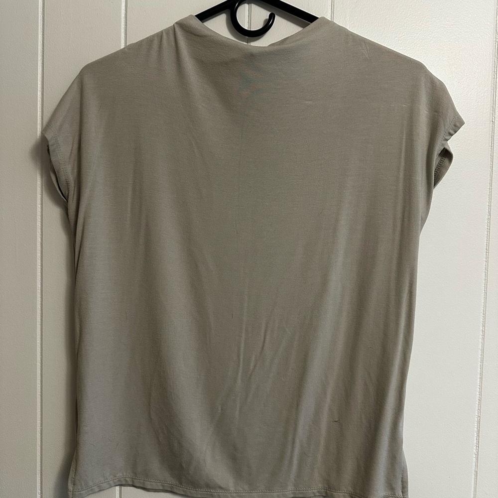 Tahari Short Sleeve Crewneck Top in Taupe